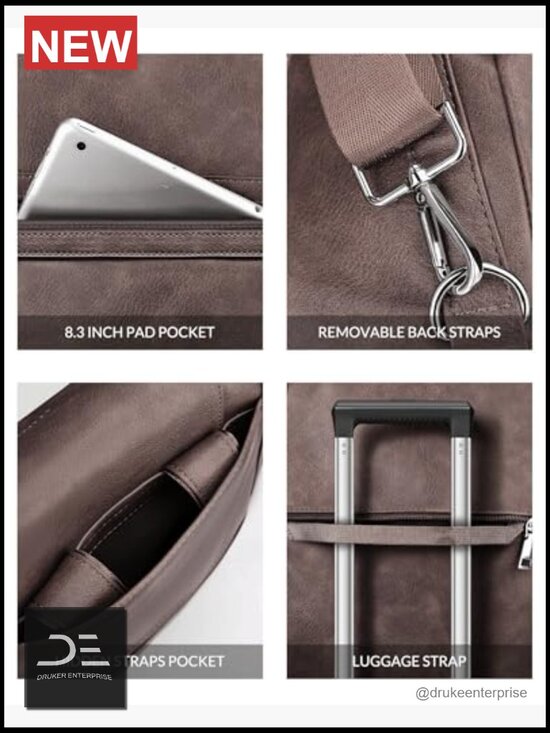 Faux Leather Convertible Laptop Backpack Tote Bag 16 inch main image 6